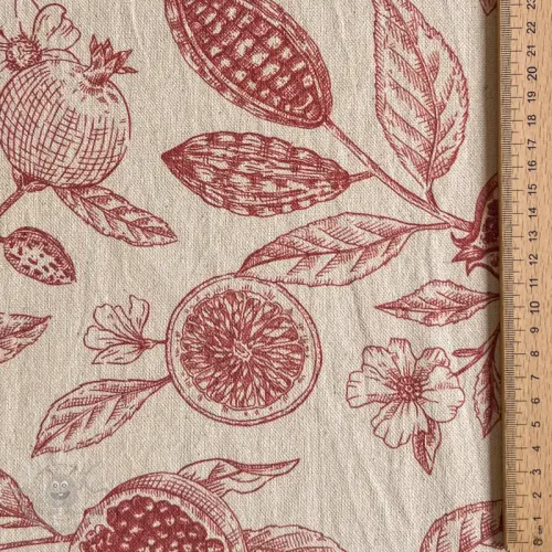Dekorativno blago RUSTIC VINTAGE PRINT Granata groseille