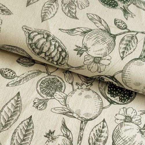 Dekorativno blago RUSTIC VINTAGE PRINT Granata kaki