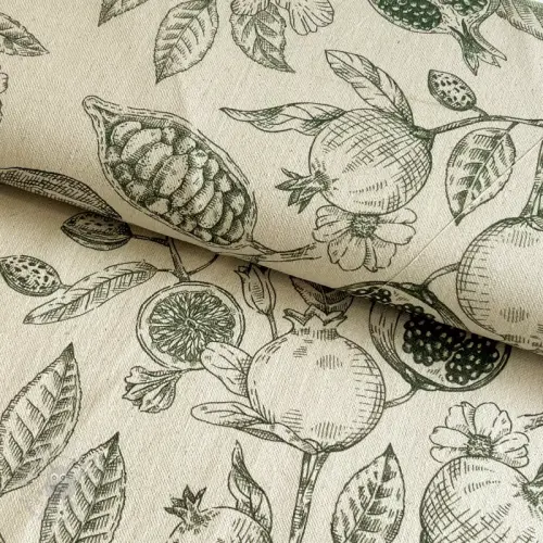 Dekorativno blago RUSTIC VINTAGE PRINT Granata kaki
