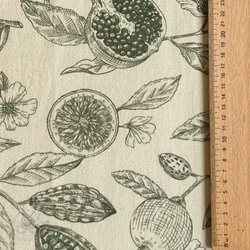 Dekorativno blago RUSTIC VINTAGE PRINT Granata kaki