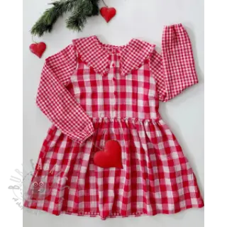 Dvojna gaza/muslin Double sided CHECKS MINI red