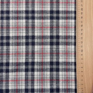 Viscose Scottish Check YARN DYED BRUSHED navy ecru red
