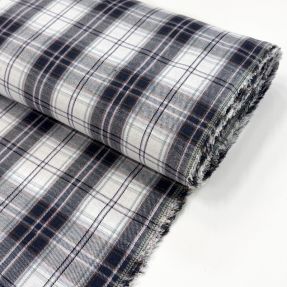 Viscose Scottish Check YARN DYED BRUSHED white navy