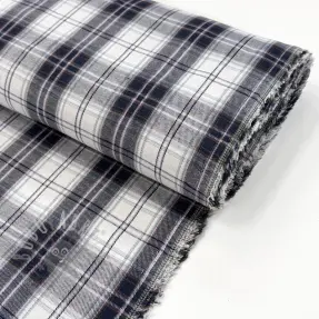 Viscose Scottish Check YARN DYED BRUSHED white navy