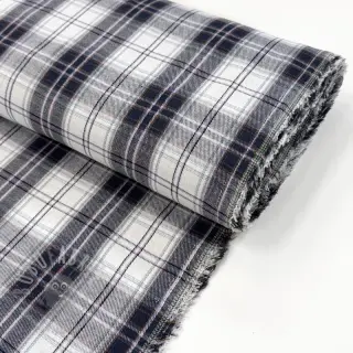 Viscose Scottish Check YARN DYED BRUSHED white navy