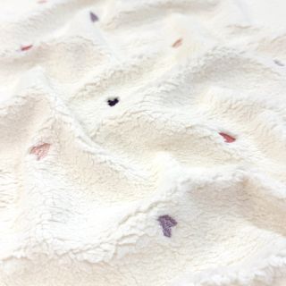 Plaščevina TEDDY EMBROIDERY Hearts ecru