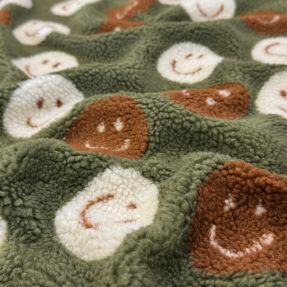 Plaščevina TEDDY JACQUARD Happy faces green