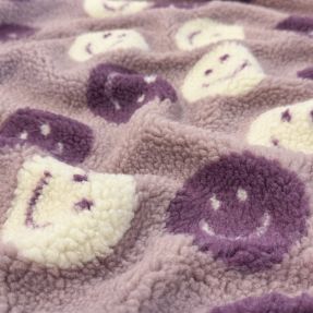 Plaščevina TEDDY JACQUARD Happy faces mauve