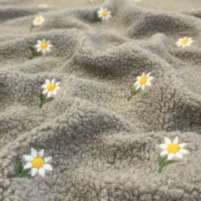 Plaščevina TEDDY EMBROIDERY Flowers pebble