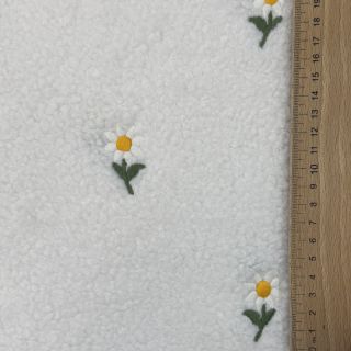 Plaščevina TEDDY EMBROIDERY Flowers off white