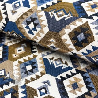 Dekorativno blago jacquard Kilim cobalt havane