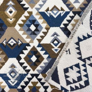 Dekorativno blago jacquard Kilim cobalt havane