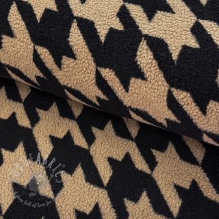 Plaščevina TEDDY JACQUARD PIED DE POULE camel