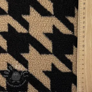 Plaščevina TEDDY JACQUARD PIED DE POULE camel