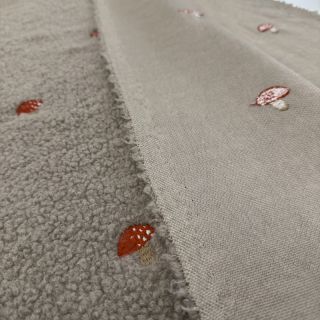 Plaščevina EMBROIDERY Little mushrooms pebble