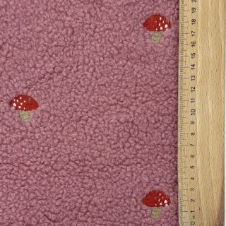 Plaščevina EMBROIDERY Little mushrooms old pink