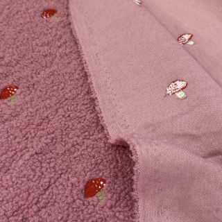 Plaščevina EMBROIDERY Little mushrooms old pink