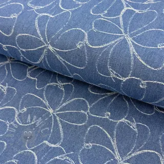 JEANS DENIM JACQUARD Flowers indigo