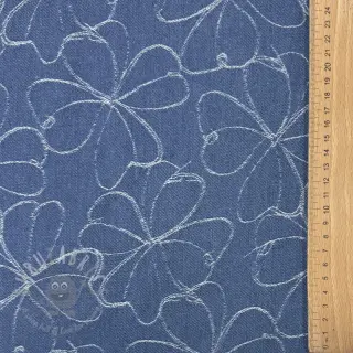 JEANS DENIM JACQUARD Flowers indigo