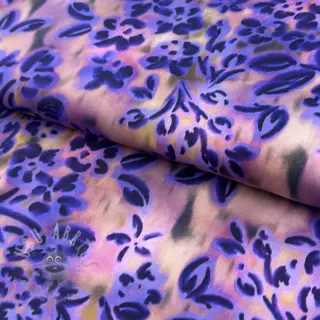 Bombažna tkanina SATIN Purple flowers digital print