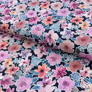 Bombažna tkanina Significant flowers navy digital print