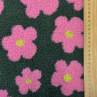 Plaščevina TEDDY JACQUARD Flowers army green/pink