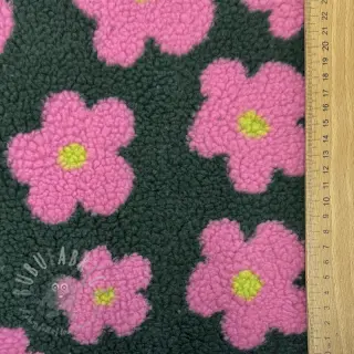 Plaščevina TEDDY JACQUARD Flowers army green/pink