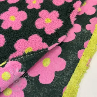 Plaščevina TEDDY JACQUARD Flowers army green/pink