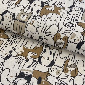 Dekorativno blago Linenlook Dogs natural