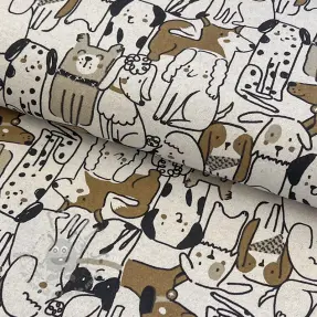 Dekorativno blago Linenlook Dogs natural