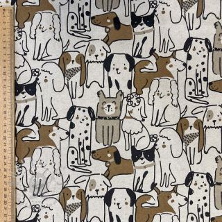 Dekorativno blago Linenlook Dogs natural