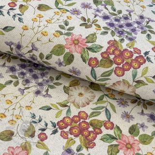 Dekorativno blago Linenlook Flowers meadow digital print