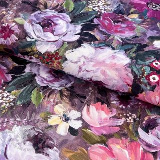 Dekorativno blago Oil painting flowers mauve digital print