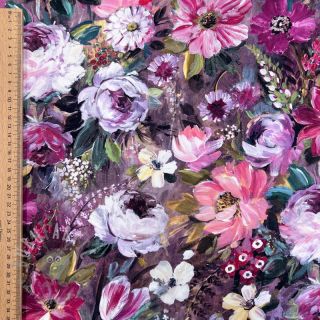 Dekorativno blago Oil painting flowers mauve digital print