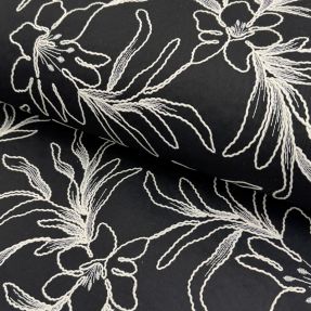 Bombažna tkanina EMBROIDERY GABARDINE Luana black