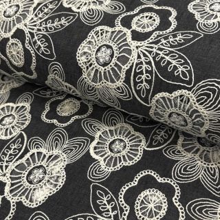 Bombažna tkanina JEANS EMBROIDERY Niva design C