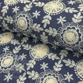Bombažna tkanina JEANS EMBROIDERY Niva design B