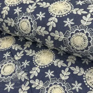 Bombažna tkanina JEANS EMBROIDERY Niva design B