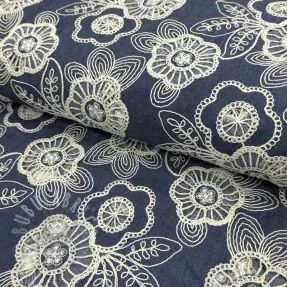 Bombažna tkanina JEANS EMBROIDERY Niva design A