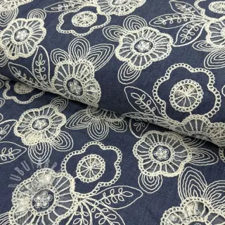 Bombažna tkanina JEANS EMBROIDERY Niva design A