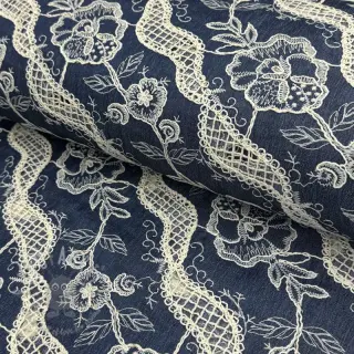 Bombažna tkanina JEANS EMBROIDERY Flora design A