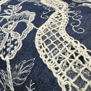 Bombažna tkanina JEANS EMBROIDERY Flora design A