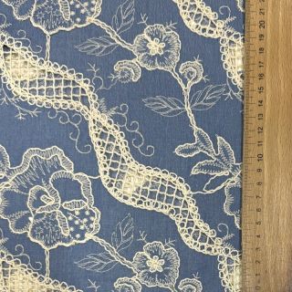 Bombažna tkanina JEANS EMBROIDERY Flora design B