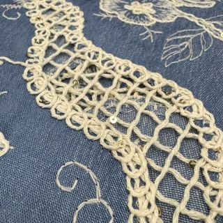 Bombažna tkanina JEANS EMBROIDERY Flora design B