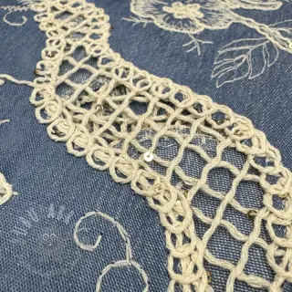 Bombažna tkanina JEANS EMBROIDERY Flora design B