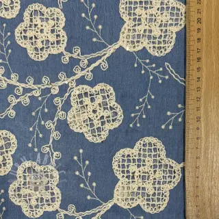 Bombažna tkanina JEANS EMBROIDERY Flora design D