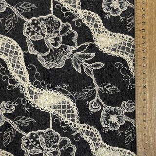 Bombažna tkanina JEANS EMBROIDERY Flora design E