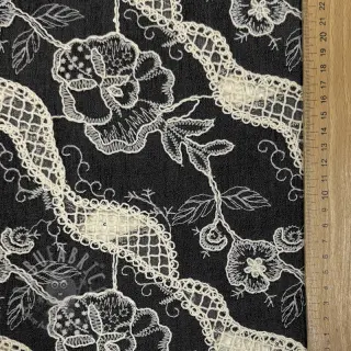 Bombažna tkanina JEANS EMBROIDERY Flora design E