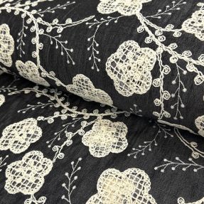 Bombažna tkanina JEANS EMBROIDERY Flora design F