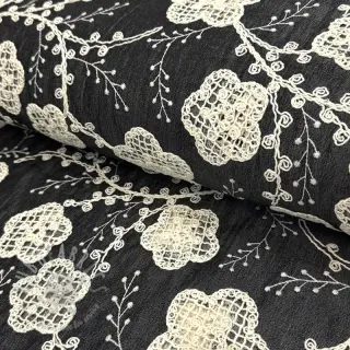 Bombažna tkanina JEANS EMBROIDERY Flora design F